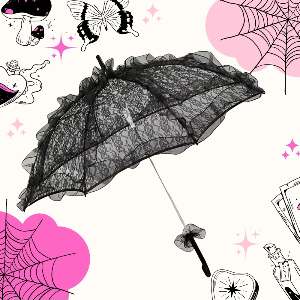 Black Lace Parasol Umbrella - Elegant Women Accessories